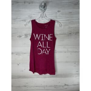 APT. 9 Tank Top Womens XS Burgundy Heather Wine All Day Graphic Foil Sleeveless